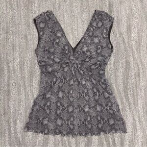 The Limited Y2K Snake Print Micromesh Babydoll Top V-neck Boho Women’s Sz S